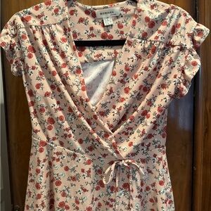 Monteau of Los Angeles Floral Wrap faux wrap top Juniors Large
